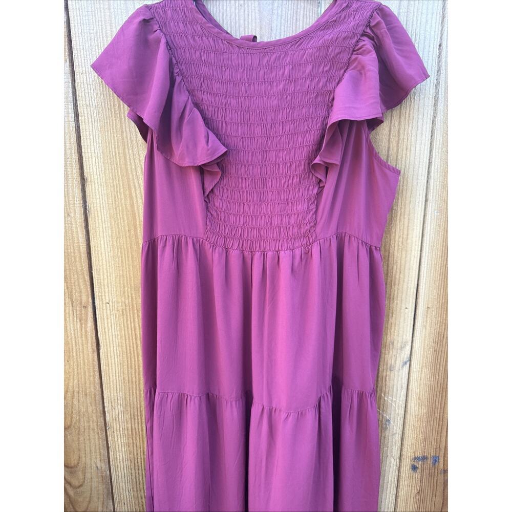 Old Navy Tiered Cottage Sundress Womens XL Rust Red Smocked Peasant Boho Midi - Picture 3 of 11